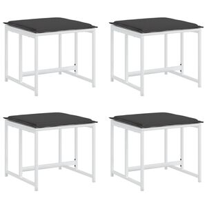 vidaXL Tabourets de jardin avec coussins 4pcs blanc acier et textil&egrave;ne