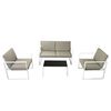 vidaXL Salon de jardin 4 pcs avec coussins Acier Blanc