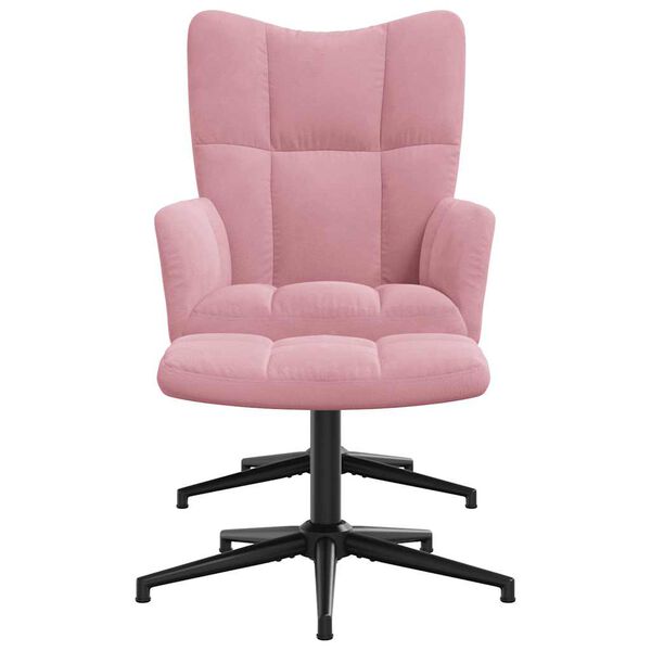 vidaXL Chaise de relaxation avec tabouret Rose Velours