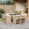 vidaXL Ensemble &agrave; manger de jardin et coussins 9 pcs beige Poly rotin