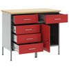 vidaXL Placard de travail 2 pcs Rouge et Gris 75 x 45 x 85 cm