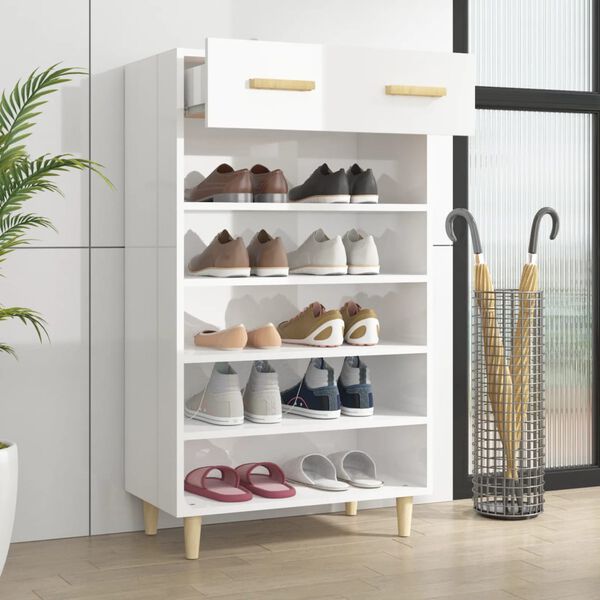 vidaXL Armoire &agrave; chaussure Blanc brillant 60x35x105 cm Bois ing&eacute;nierie