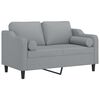 vidaXL Canap&eacute; 2 places avec oreillers gris clair 120 cm tissu
