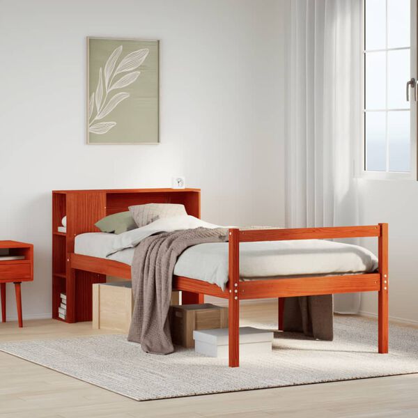 vidaXL Lit biblioth&egrave;que sans matelas cire marron 75x190 cm bois massif