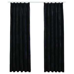 vidaXL Rideaux occultants avec crochets 2 pcs Velours Noir 140x225 cm