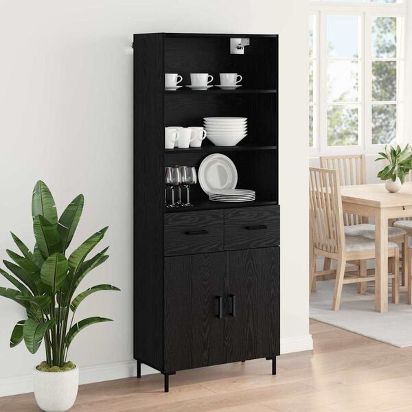 vidaXL Haut Armoire Ch&ecirc;ne noir 69,5 x 34 x 180 cm Bois d'ing&eacute;nierie