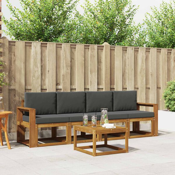 vidaXL Ensemble de canap&eacute;s d'ext&eacute;rieur 5 pcs Naturel et Anthracite