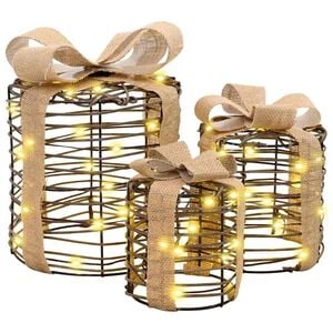 vidaXL D&eacute;coration de bo&icirc;te cadeau 3 pc Blanc chaud 20 x 20 x 20 cm