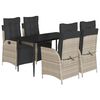 vidaXL Ensemble &agrave; manger de jardin et coussins 5 pcs gris clair rotin