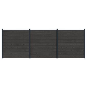 vidaXL Ensemble de Cl&ocirc;ture 3 pcs 526 x 186 cm WPC et Aluminium Noir