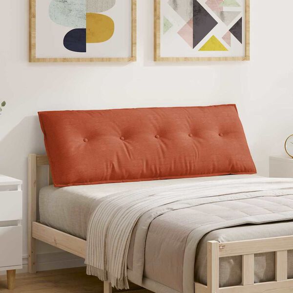 vidaXL Coussin de Dos Rouge orange 140 x 50 cm Tissu en velours c&ocirc;tel&eacute;