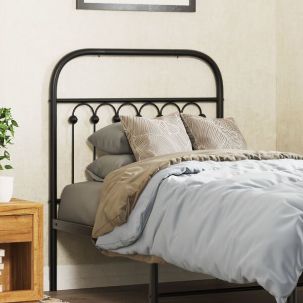 vidaXL T&ecirc;te de lit de remplacement m&eacute;tal noir 80 cm