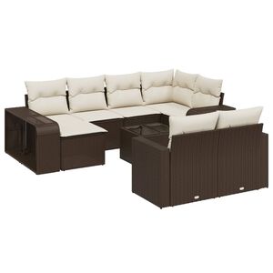 vidaXL Salon de jardin et coussins 11 pcs marron r&eacute;sine tress&eacute;e