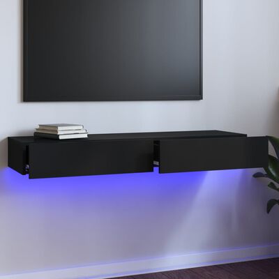 vidaXL Meuble TV avec lumières LED Noir 120x35x15,5 cm