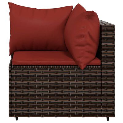 vidaXL Salon de jardin 3 pcs avec coussins marron résine tressée