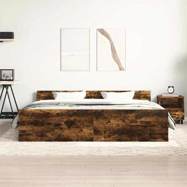 vidaXL Cadre de lit sans matelas ch&ecirc;ne fum&eacute; 180x200 cm