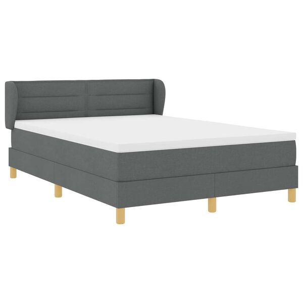 vidaXL Lit &agrave; ressorts avec matelas Gris fonc&eacute; 140 x 200 cm tissu