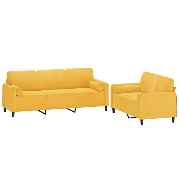 vidaXL Ensemble de canap&eacute;s 2 pcs coussins d&eacute;coratifs et coussins Jaune