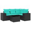 vidaXL Ensemble de canap&eacute; de jardin 5 pcs avec coussins noir r&eacute;sine tress&eacute;e