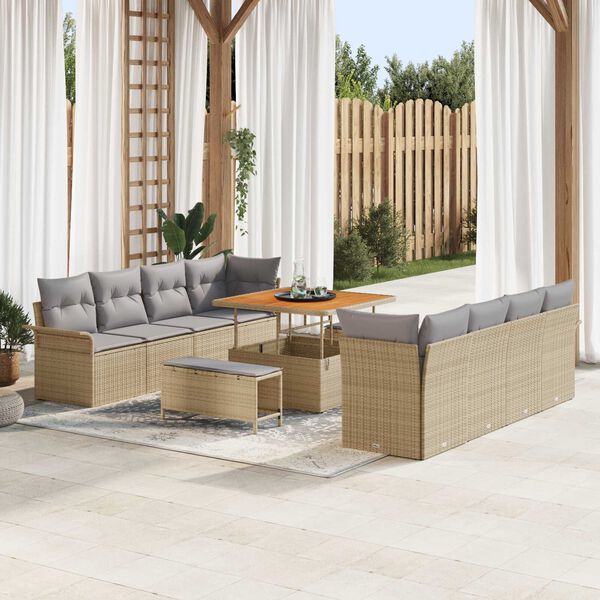 vidaXL Ensemble de canap&eacute; de jardin 11 pcs Beige et Gris clair