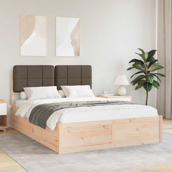 vidaXL Cadre de lit avec t&ecirc;te de lit rembourr&eacute;e Taupe 140 x 200 cm