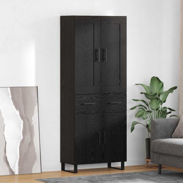 vidaXL Haut Armoire Montage mural 2 pcs Ch&ecirc;ne noir Bois d'ing&eacute;nierie