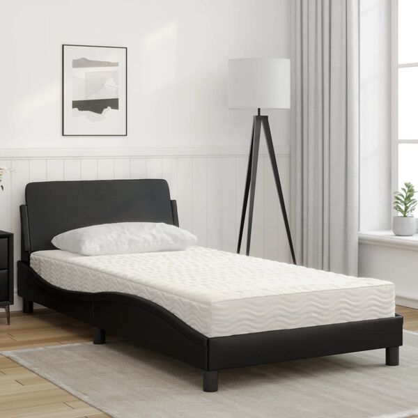 vidaXL Lit avec matelas Dover noir 100x200 cm similicuir