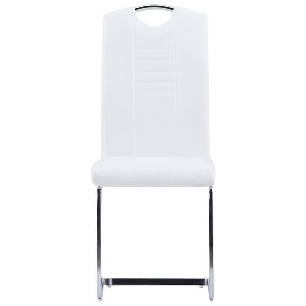 vidaXL Chaises &agrave; manger cantilever lot de 4 blanc similicuir