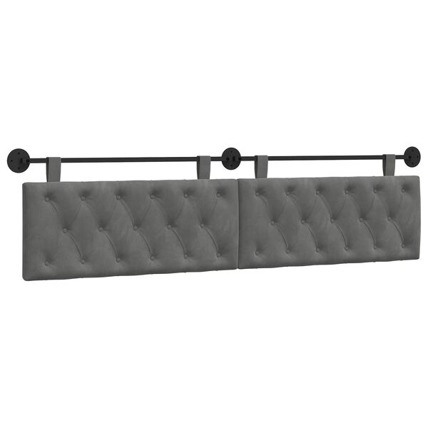 vidaXL T&ecirc;te de lit suspendue Gris fonc&eacute; 210 x 55 x 7 cm Velours