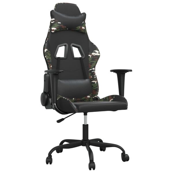 vidaXL Chaise de jeu de massage Noir et camouflage Similicuir
