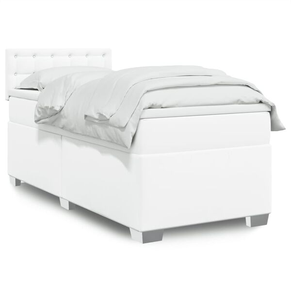 vidaXL Sommier à lattes de lit avec matelas Blanc 80x200 cm Similicuir