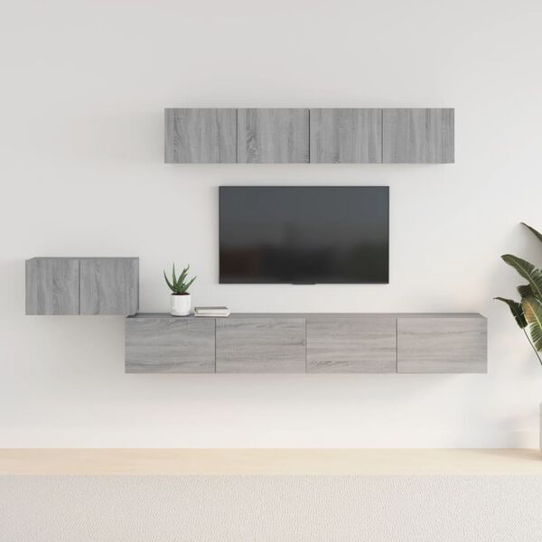vidaXL Ensemble de meubles TV 5 pcs Sonoma gris Bois d'ing&eacute;nierie