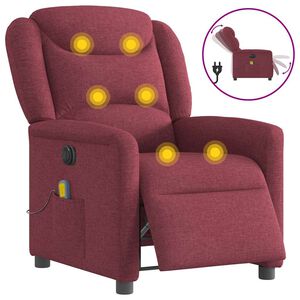 vidaXL Fauteuil de massage inclinable &eacute;lectrique Rouge bordeaux Tissu