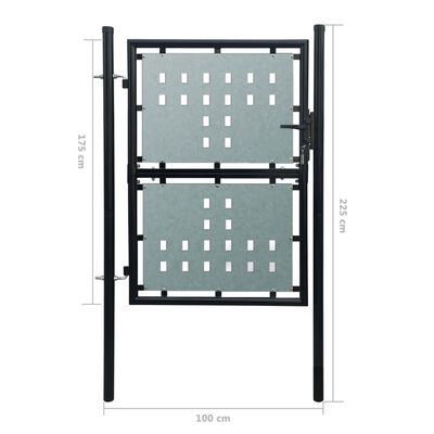 vidaXL Portail simple de clôture Noir 100x225 cm