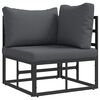 vidaXL Ensemble de canap&eacute; de jardin avec coussin 4 pcs Noir Aluminium