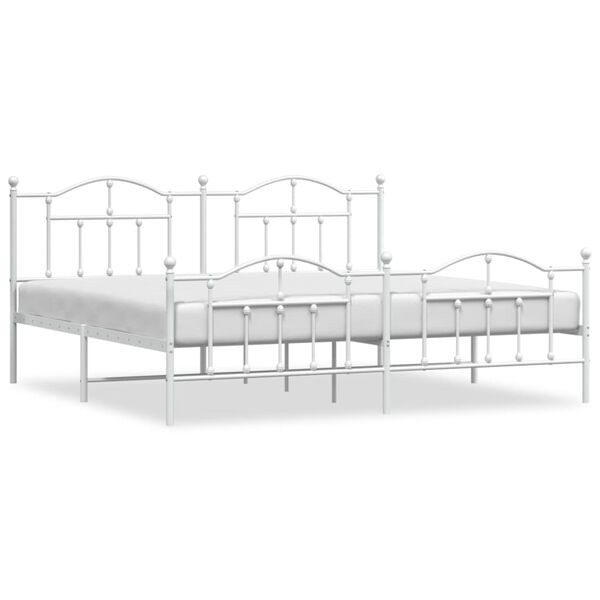 vidaXL Cadre de lit m&eacute;tal sans matelas et pied de lit blanc 200x200 cm