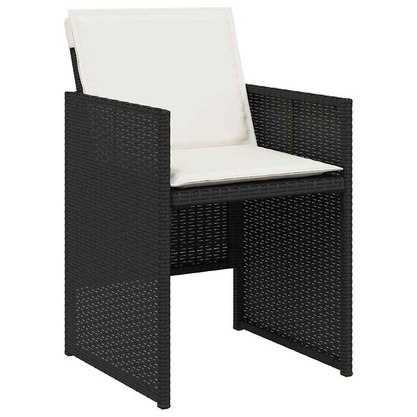 vidaXL Ensemble &agrave; manger de jardin coussins 5pcs Noir R&eacute;sine tress&eacute;e