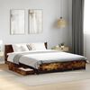 vidaXL Cadre de lit avec tiroirs sans matelas ch&ecirc;ne fum&eacute; 160x200 cm