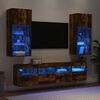 vidaXL Unit&eacute;s murales TV avec LED 5 pcs ch&ecirc;ne fum&eacute; bois d'ing&eacute;nierie