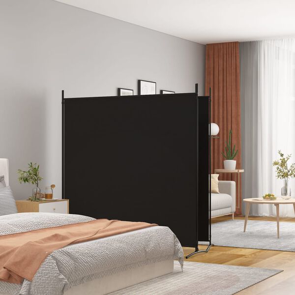 vidaXL Cloison de s&eacute;paration 2 panneaux Noir 348x180 cm Tissu