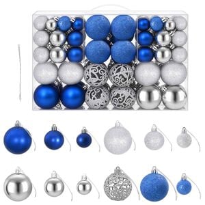 vidaXL Boules de No&euml;l 100 pcs bleu et argent&eacute; 3 / 4 / 6 cm