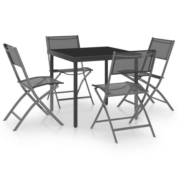 vidaXL Mobilier de salle &agrave; manger d'ext&eacute;rieur 5 pcs Acier