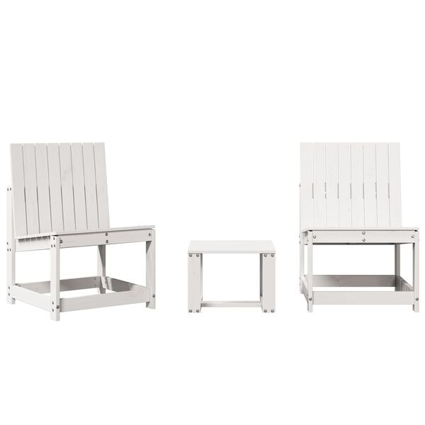 vidaXL Salon de jardin 3 pcs blanc bois massif de pin