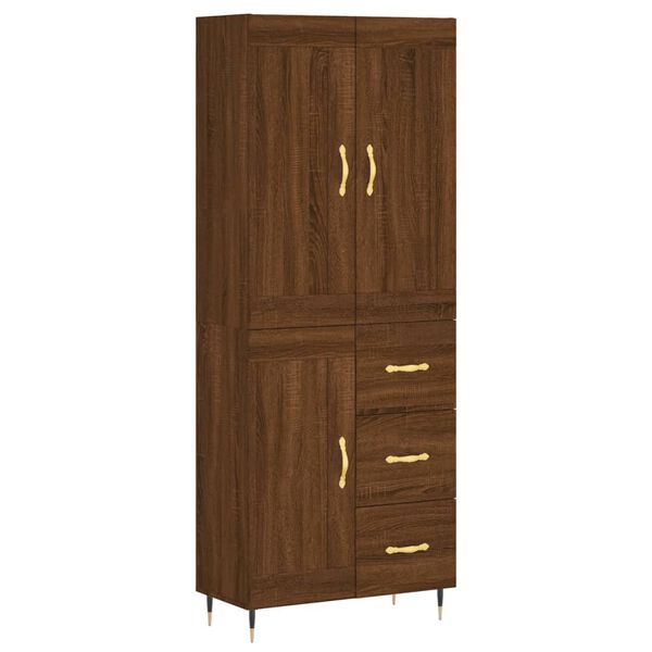 vidaXL Buffet haut Ch&ecirc;ne marron 69,5x34x180 cm Bois d'ing&eacute;nierie