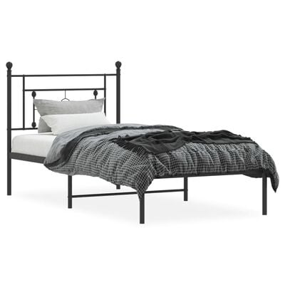 vidaXL Cadre de lit métal sans matelas avec tête de lit noir 100x200cm