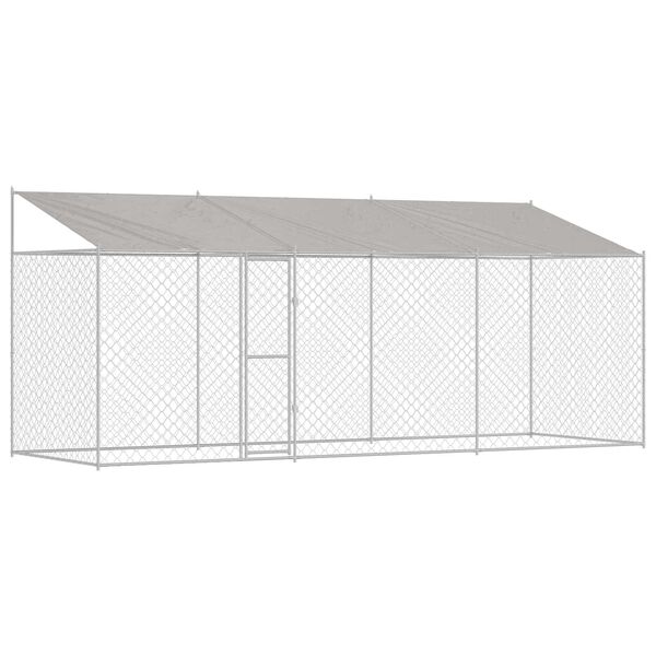 vidaXL Cage pour chien avec toit Argent&eacute; 600 x 200 x 258 cm