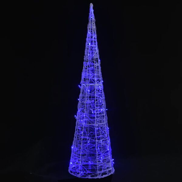 vidaXL C&ocirc;ne lumineux d&eacute;coratif pyramide &agrave; LED Acrylique Bleu 90 cm