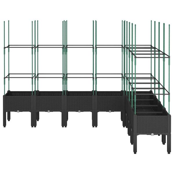 vidaXL Jardini&egrave;re avec treillis noir 200x160x142,5 cm PP