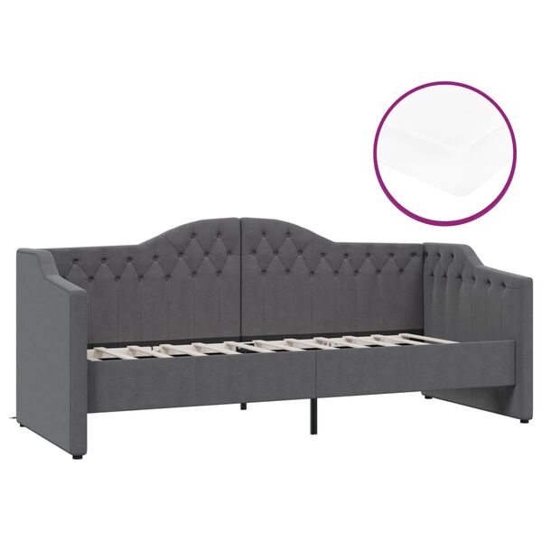 vidaXL Lit avec matelas et &eacute;clairage USB Gris fonc&eacute; Tissu 90x200 cm
