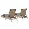 vidaXL Chaises longues avec coussins lot de 2 beige r&eacute;sine tress&eacute;e